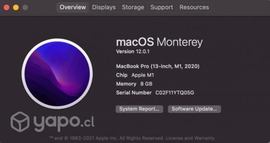 Macbook Pro M1 8Gb Ram 256Gb 13.3"