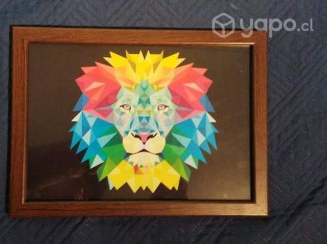 Cuadro de León abstracto multicolor