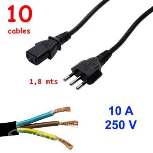 Packs de 10 Cables de Poder nuevos