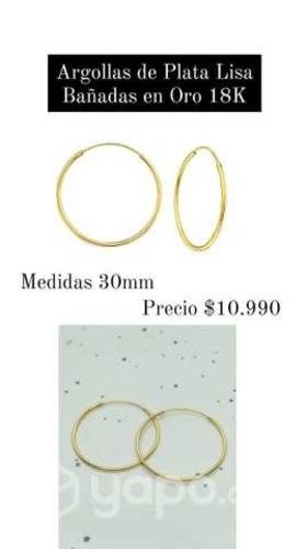 Aros de plata 925 bañados en oro 18k