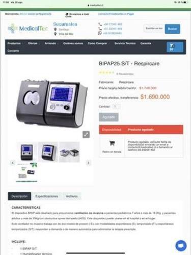 Bipap respircare modelo 25 plus