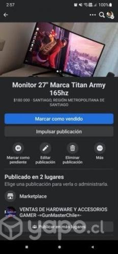 Monitor 27&quot; Marca Titan Army 165hz