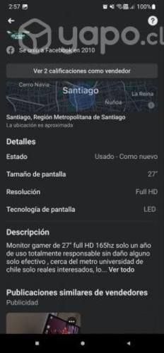 Monitor 27" Marca Titan Army 165hz