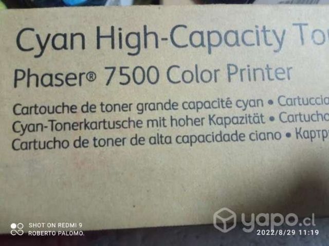 Toner phaser xerox 7500 cyan original de alta