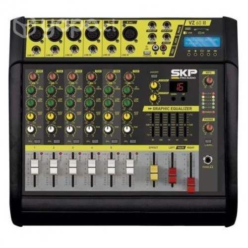 Consola Potenciada Skp 6 Canales XLR 1600 W Graba