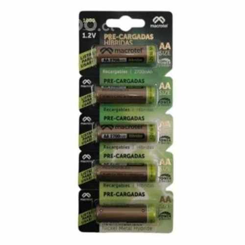 Pilas recargables aa, 5 unidades, 2700 mah, macrot