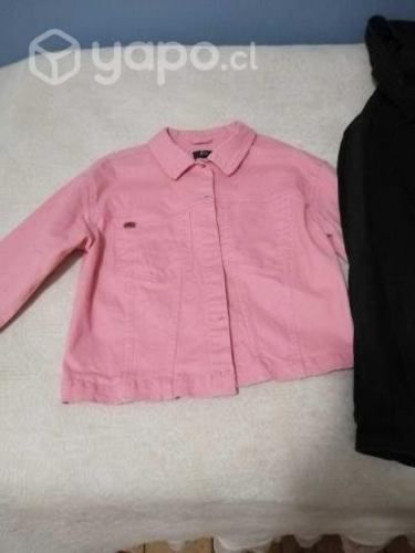 Casaca rosada y negra mujer