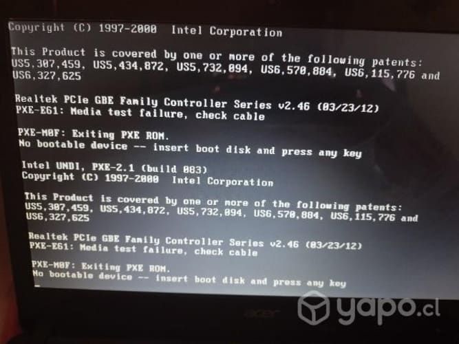 Computadora Acer para arreglo