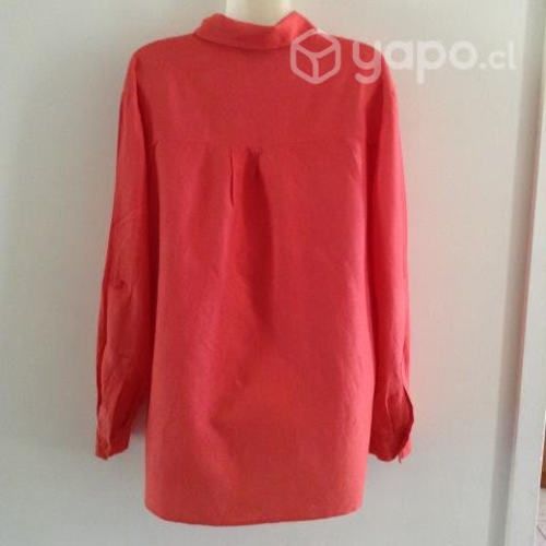 Camisa Mujer Lino con Rayon, Con detalles 55% Li