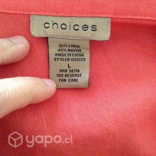 Camisa Mujer Lino con Rayon, Con detalles 55% Li