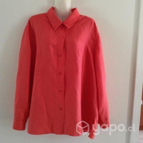 Camisa Mujer Lino con Rayon, Con detalles 55% Li