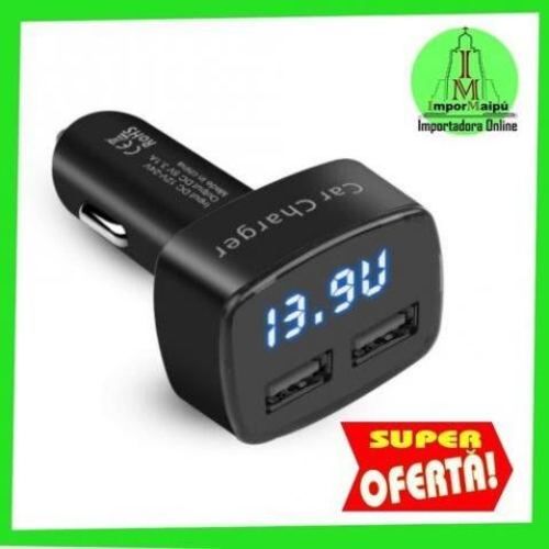 Cargador De Celular Auto 3.1A Voltimetro Termometr