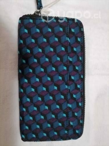 Billetera kipling rectangular escoses 3d azul