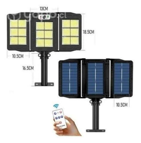 Luz Led Triple Solar Aplique 648 Led + Soporte W78