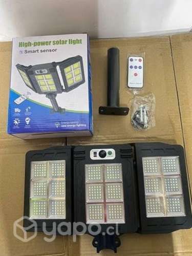 Luz Led Triple Solar Aplique 648 Led + Soporte W78