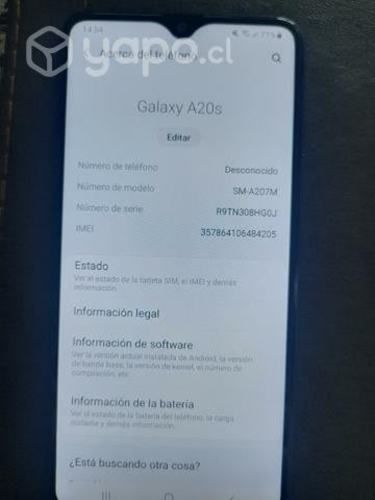 Celular samsung a20s