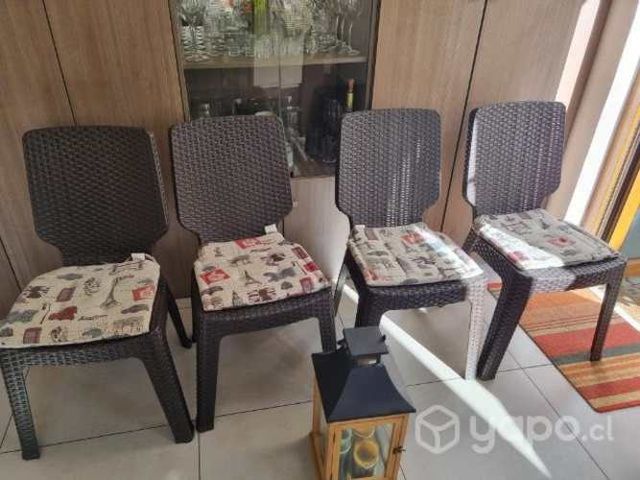 Sillas terraza ratan 4 con cojines