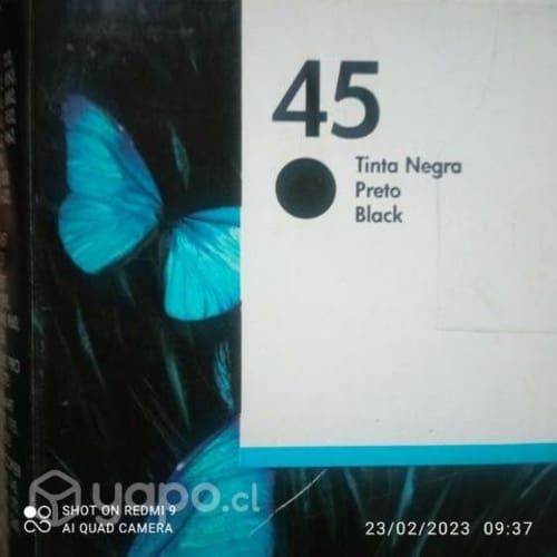 Tinta hp 45 black original de alta