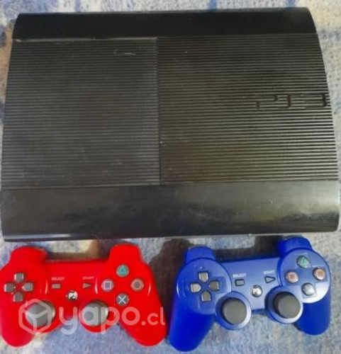 ps3 slim 500gb + 2 controles + tiendas