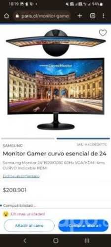 Monitor Samsung Led curvo con poco uso 155.000
