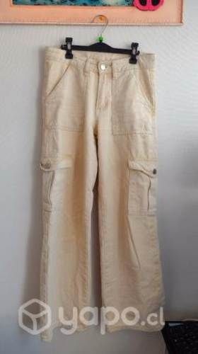 Pantalones cargo color crema talla XXS 34