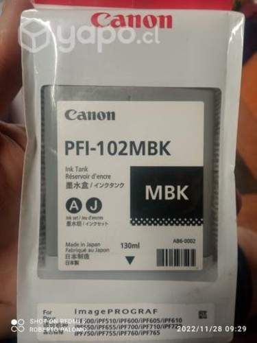 Tinta canon pfi 102mbk black original de 130ml