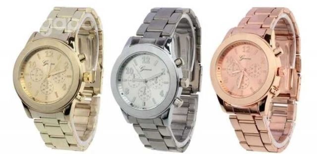 Relojes Esfera Redonda y Correa De Acero Inoxidabl