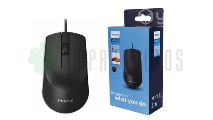 Mouse Philips Optico Usb Alambrico M104 Wired Negr