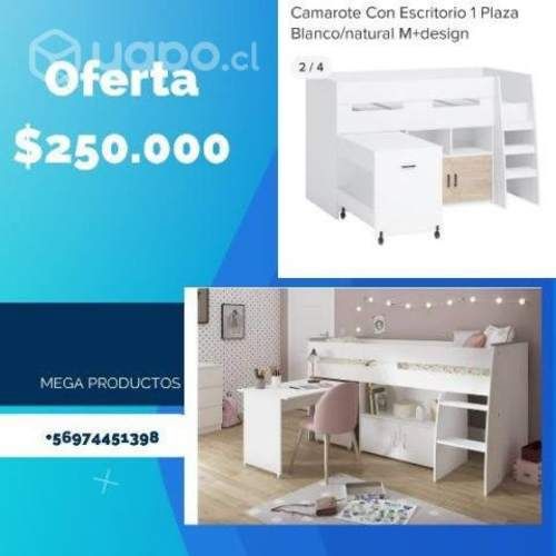 Camarote escritorio 1 plaza SIN COLCHON