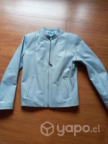 Chaqueta Cuero argentino color Celeste