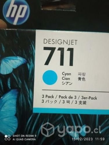 Packs de 3 tintas HP 711 cyan original