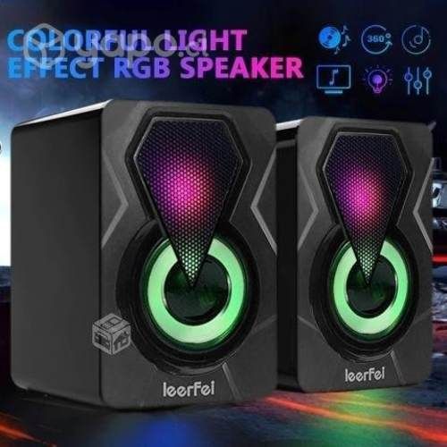 Parlantes Gamer 2.0 Usb Leerfei Luminosos Para Pc