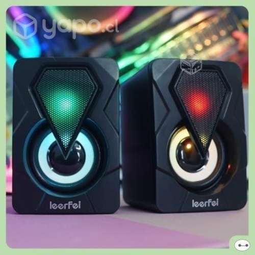 Parlantes Gamer 2.0 Usb Leerfei Luminosos Para Pc