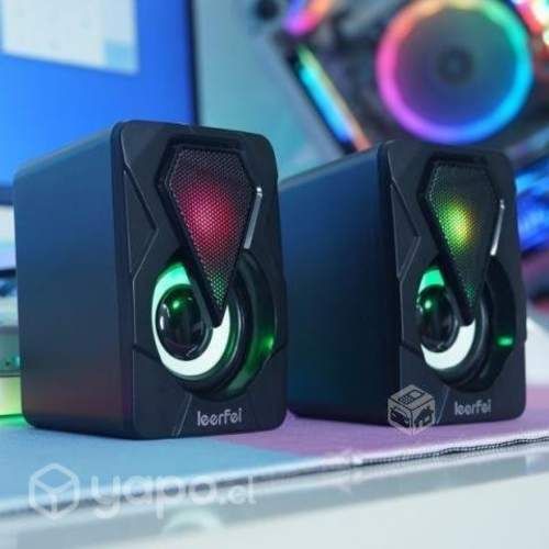 Parlantes Gamer 2.0 Usb Leerfei Luminosos Para Pc
