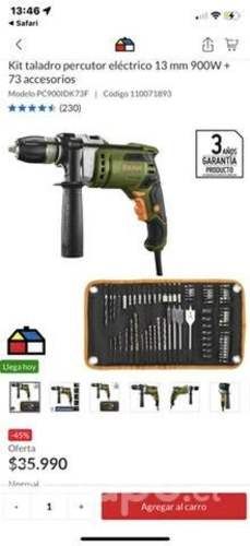 Kit taladro percutor eléctrico 13 mm 900W + 73 acc
