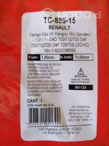 RENAULT empaquetadura culata