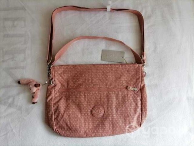 Bolso kipling cafe rojizo grande