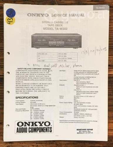 Deck Tocacintas Onkyo TA-W202 Doble Cassette