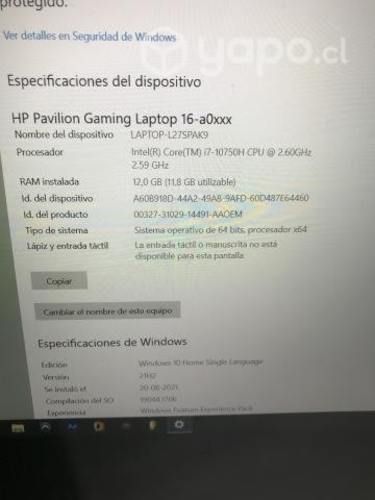 HP Pavilion Gaming 16-A0004LA [190G0LA]