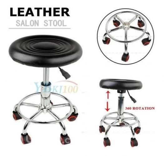 Taburete Color Negro De 5 Ruedas Resistente