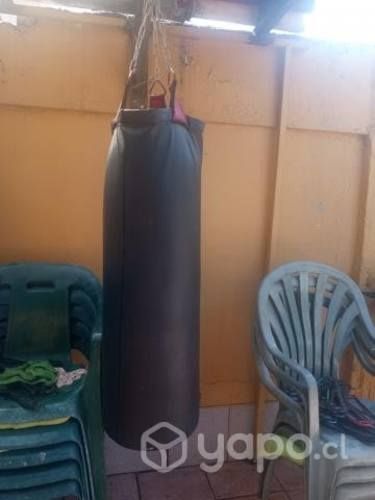 Saco de Boxeo 1 metro negro de cuero con cadena