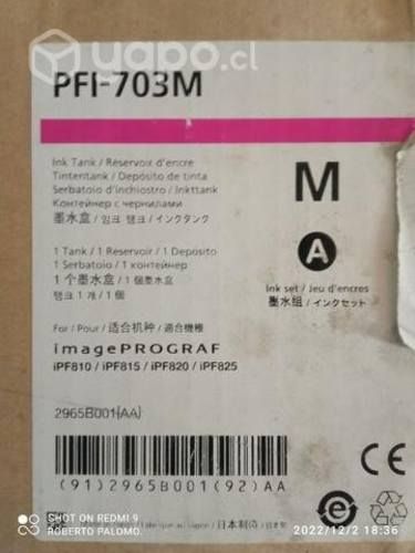Tinta Canon pfi 703m magenta original de 700ml