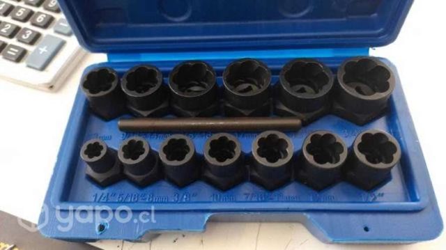 Set dado extractor pernos/tuercas rodadas 9 - 19mm