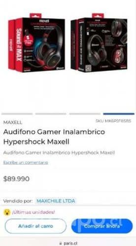 Audífonos Gamer Maxell Wireless Hypershok