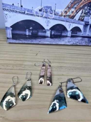 Aros de Alpaca, cobre, bronce,con ganchos de plata