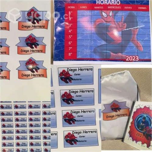 Sticker, marcadores de utiles y agenda o cuaderno