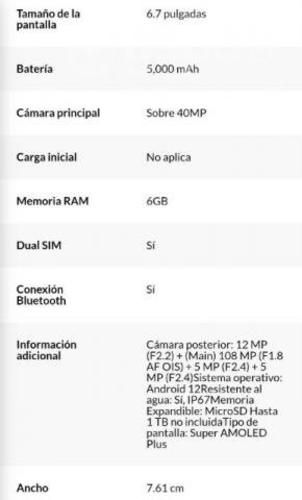 Smartphone Samsung galaxy A73 5G precio conv