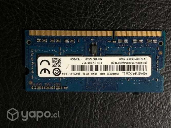 Memoria ram notebook 4gb pc3l 12800s ddr3l 1600