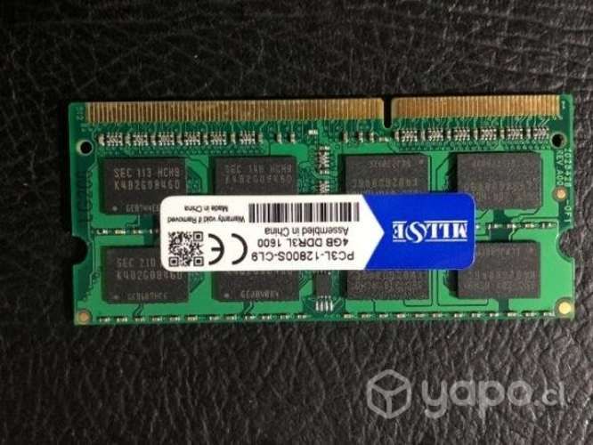 Memoria ram notebook 4gb pc3l 12800s ddr3l 1600