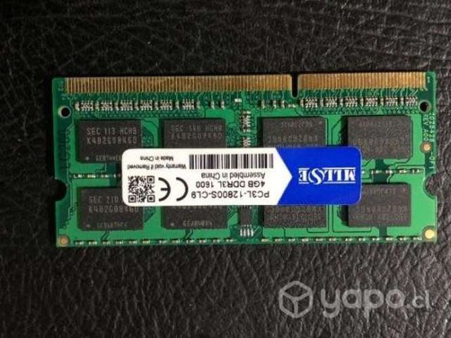 Memoria ram notebook 4gb pc3l 12800s ddr3l 1600